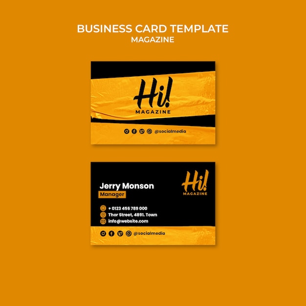 Textured magazine business card