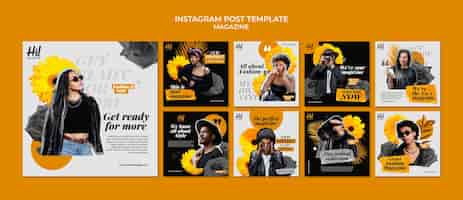 Free PSD textured magazine instagram post pack