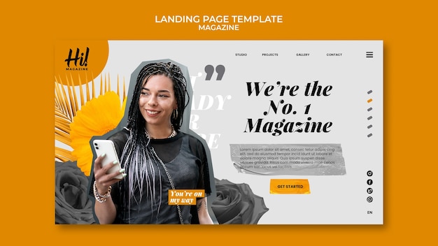 Free PSD textured magazine landing page