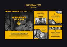 Free PSD textured sports bar  instagram posts