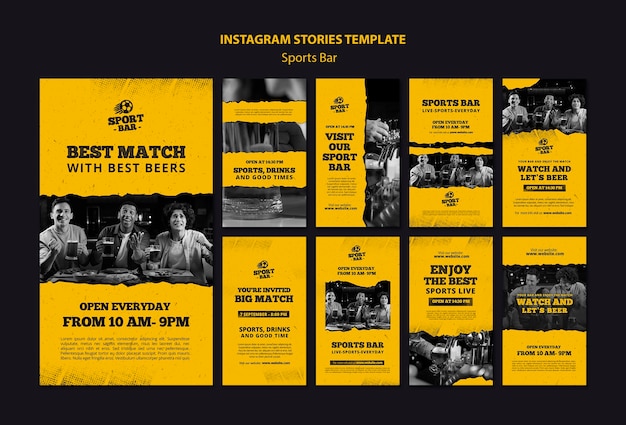 PSD gratuito storie di instagram di sport bar strutturate