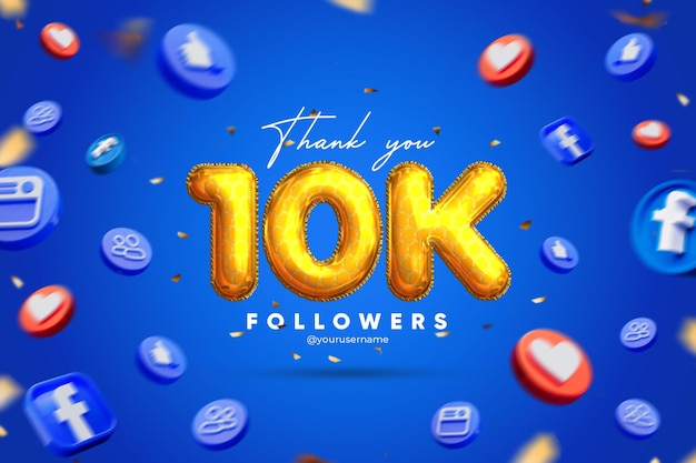 PSD gratuito grazie per il banner dei 10k social media per amici e follower su facebook