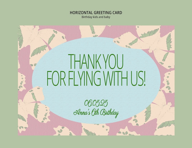 Free PSD thank you for flying with us birthday greeting card