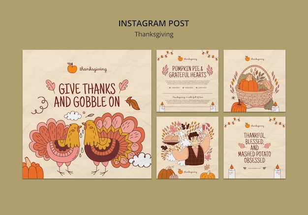 Free PSD thanksgiving celebration instagram posts