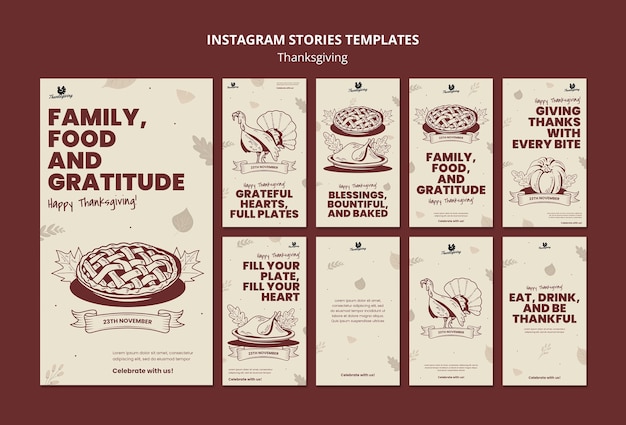 Free PSD thanksgiving celebration instagram stories