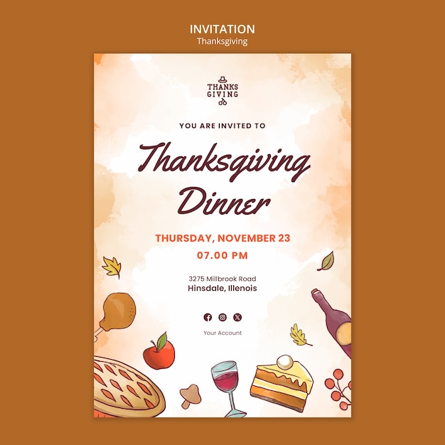 Free PSD thanksgiving celebration invitation template