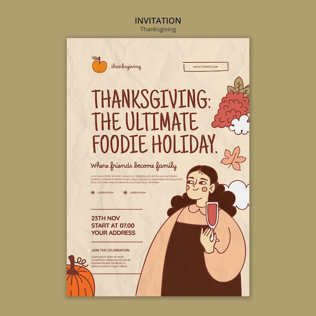 Thanksgiving celebration invitation template