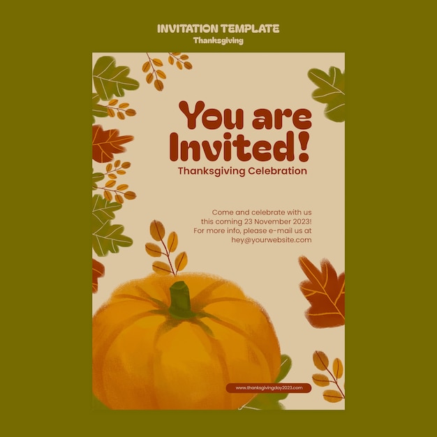 PSD gratuito modello di invito per la celebrazione del ringraziamento