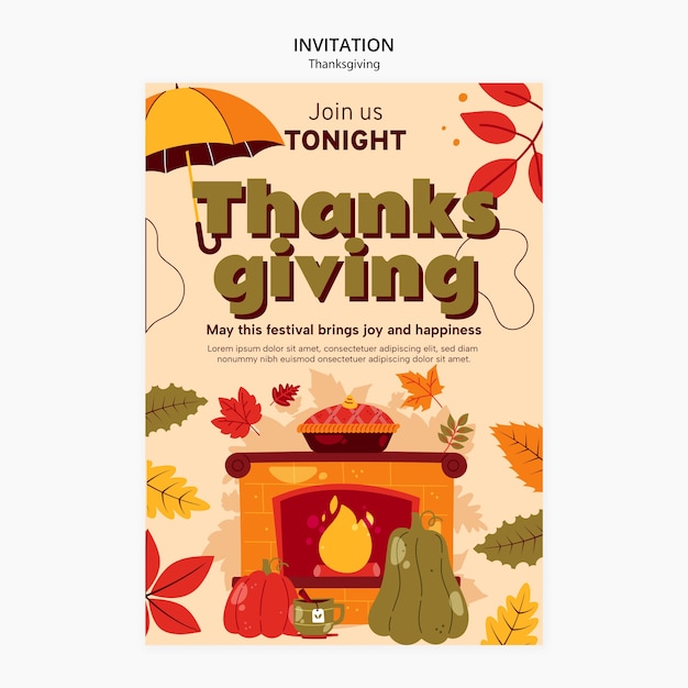 Free PSD thanksgiving celebration invitation template