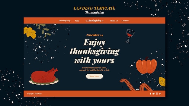 Free PSD thanksgiving celebration landing page template