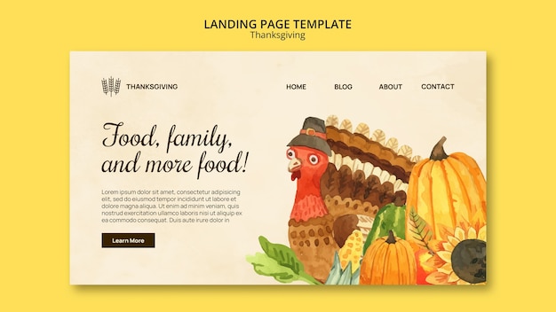 Free PSD thanksgiving celebration landing page template