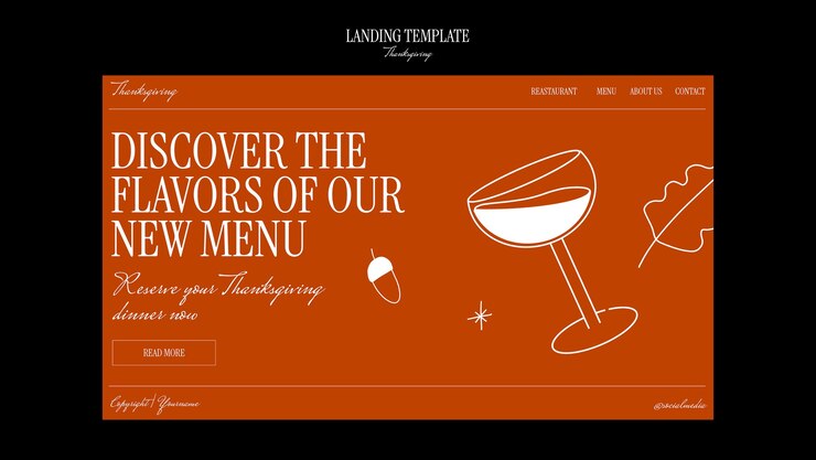 無料PSD 感謝祭のお祝いのランディングページ