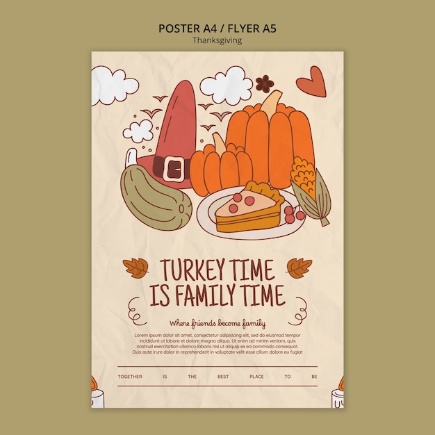 Free PSD thanksgiving celebration poster template