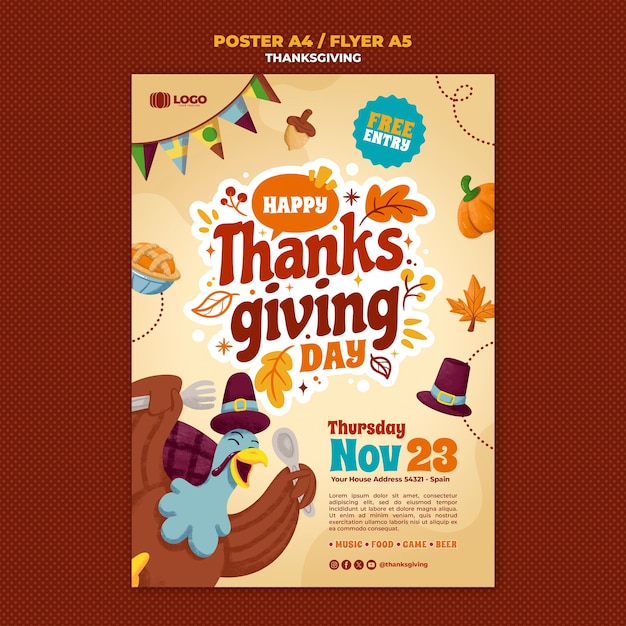 Free PSD thanksgiving celebration poster template