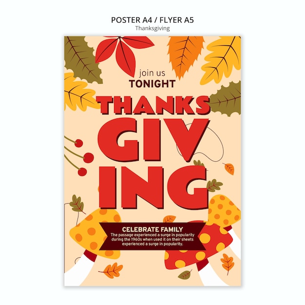 Free PSD thanksgiving celebration poster template
