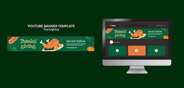 Free PSD thanksgiving celebration youtube banner template