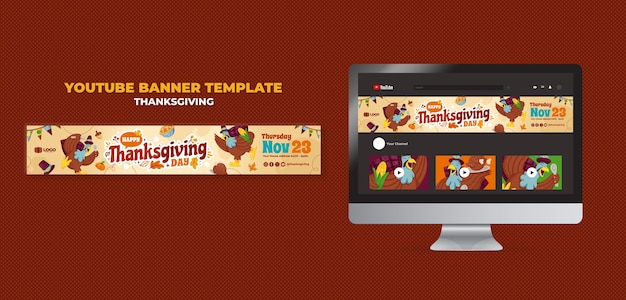 Free PSD thanksgiving celebration youtube banner