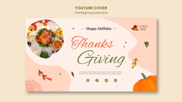 Modello di copertina di YouTube per la celebrazione del Ringraziamento