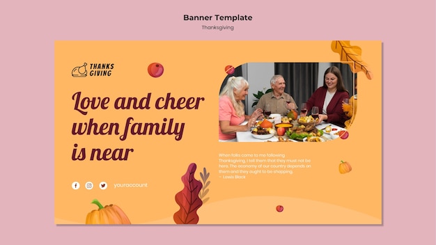 Thanksgiving day banner template with autumn details