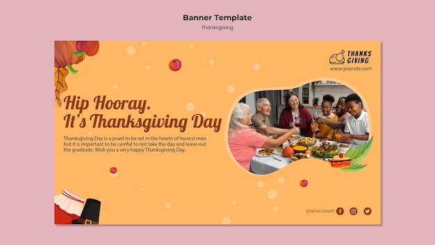 Thanksgiving day banner template with autumn details