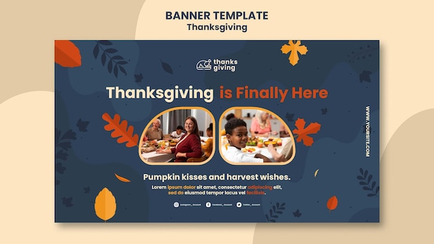 Thanksgiving day banner template with leaves