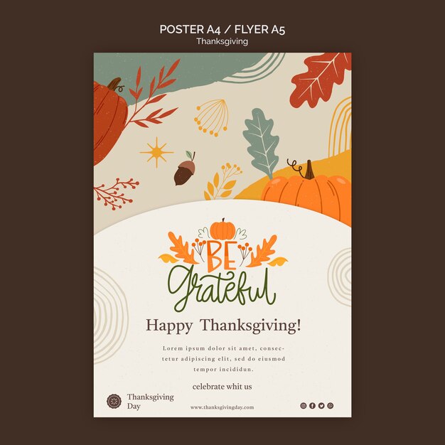 Thanksgiving day print template with autumnal details