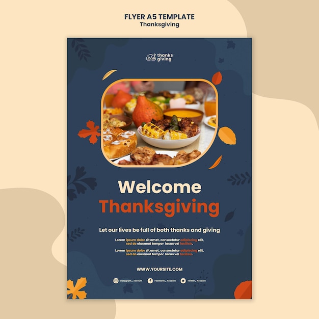 Free PSD thanksgiving day print template with leaves