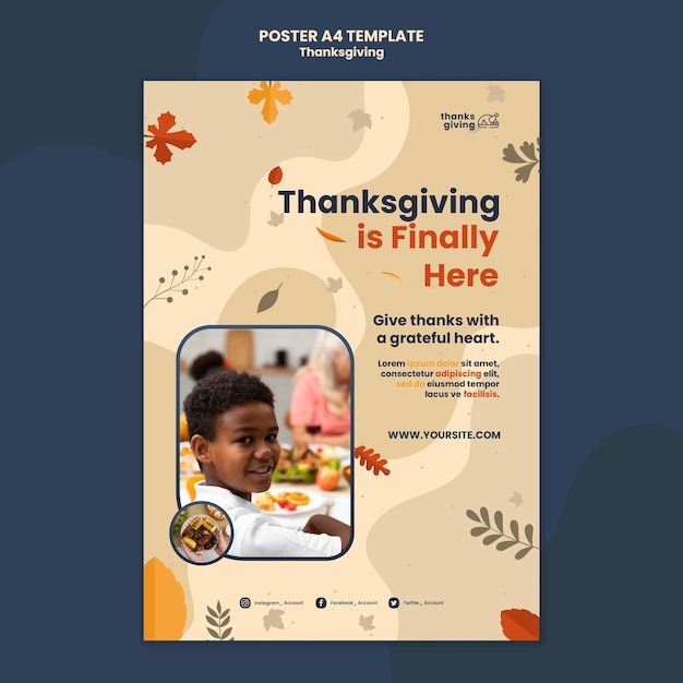 Free PSD thanksgiving day print template with leaves