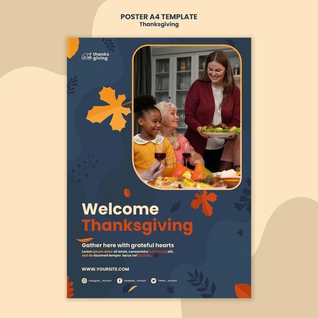thanksgiving day print template with leaves