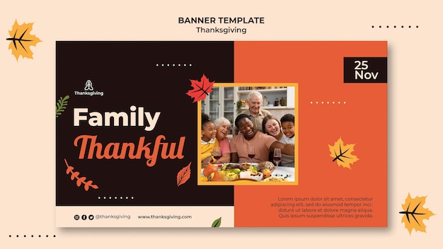 Free PSD thanksgiving design template of banner