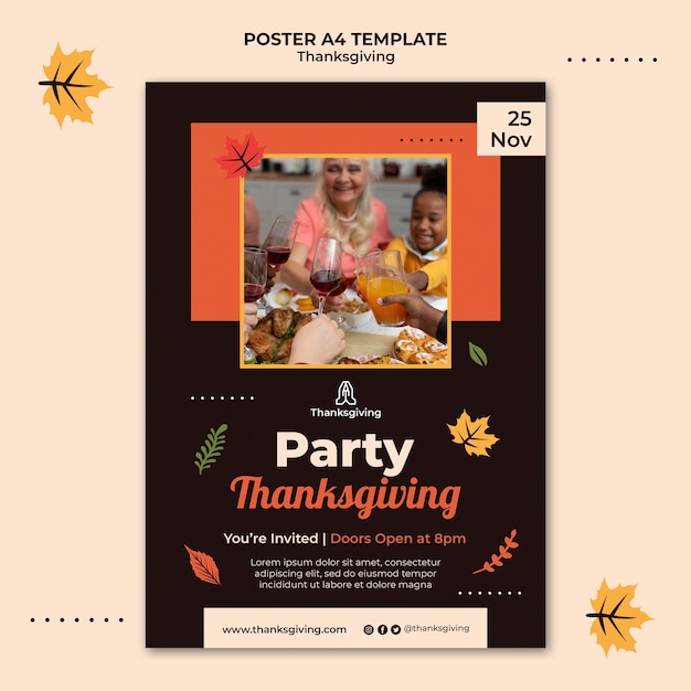 Free PSD thanksgiving design template of poster