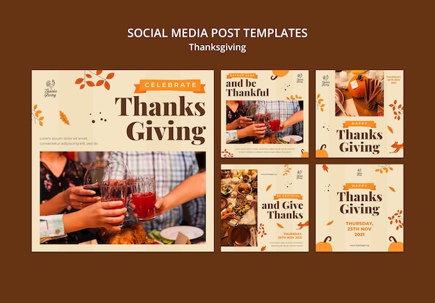Thanksgiving ig posts with autumn details Free Psd