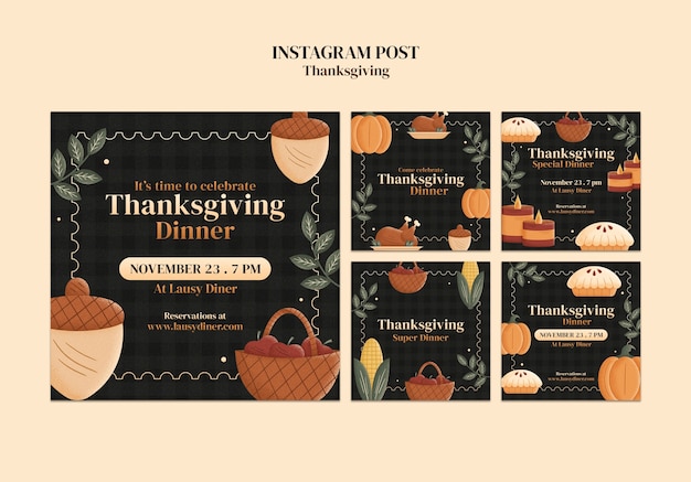 Progettazione del modello del post di thanksgiving su instagram