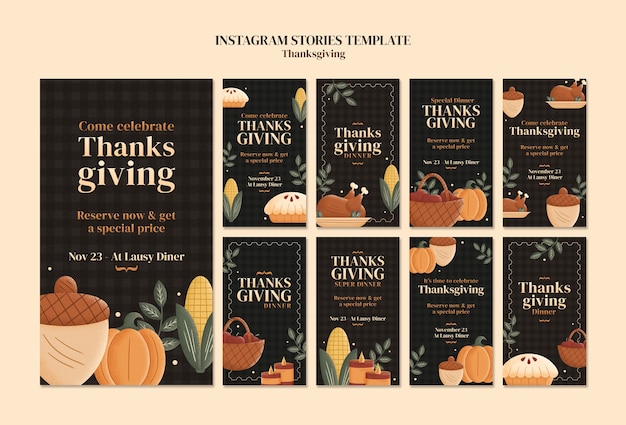 Progettazione del modello di storie di thanksgiving su instagram