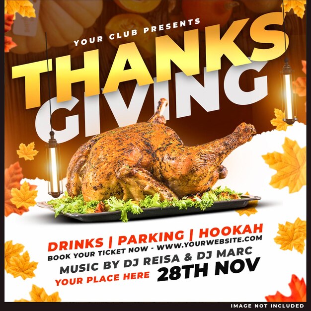 thanksgiving party social media post template design