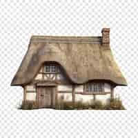 Free PSD thatched roof cottage house isolated on transparent background