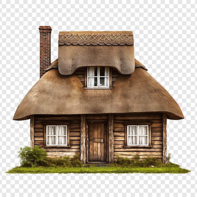 Free PSD thatched roof cottage house isolated on transparent background