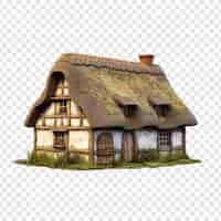 Free PSD thatched roof house isolated on transparent background