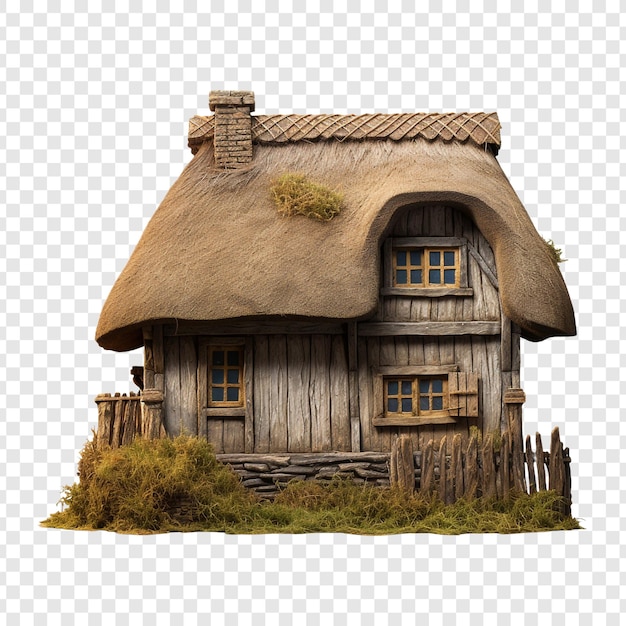 Thatched roof house isolated on transparent background