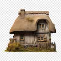 Free PSD thatched roof house isolated on transparent background