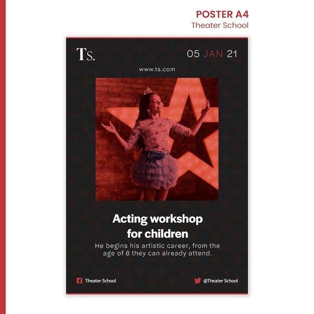 Free PSD theatre school ad poster template