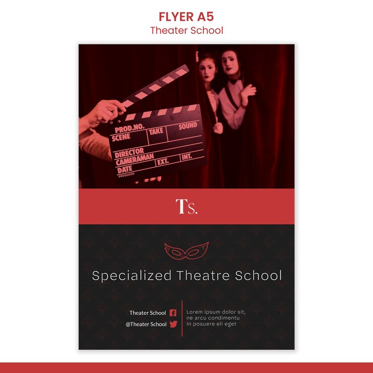 Free PSD theatre school template flyer