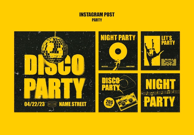 Free PSD themed party  instagram posts