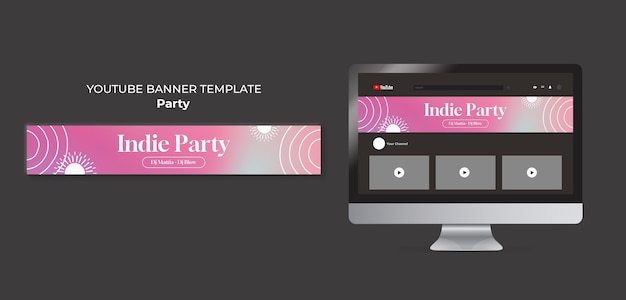 Themed party YouTube banner template – Free PSD download