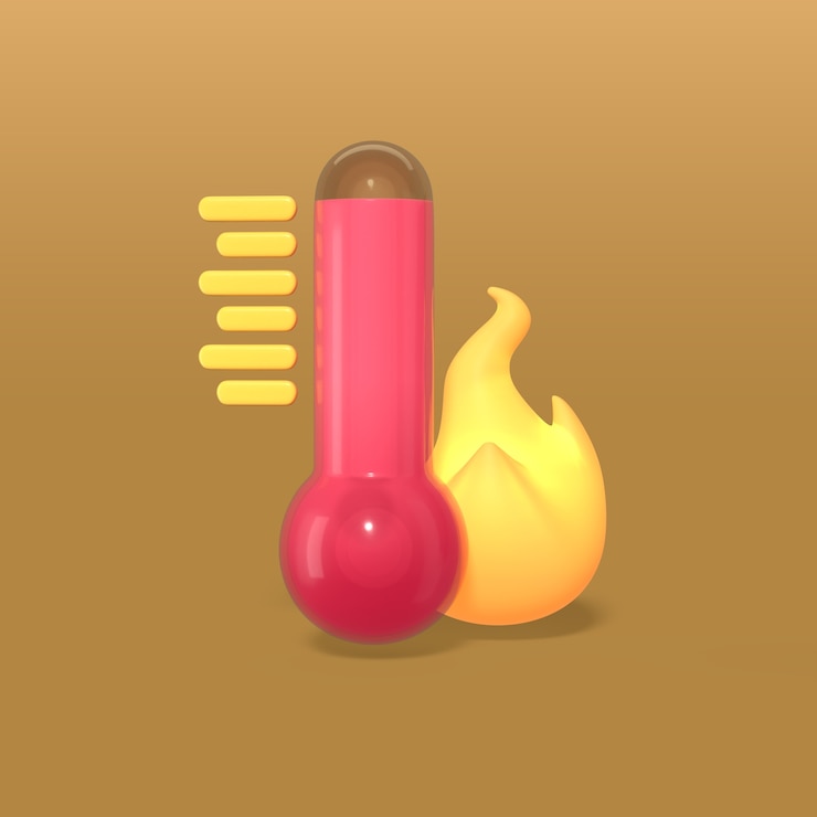 Free PSD thermometer showing high temperature with flame