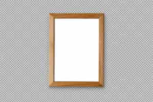 Free PSD thin wooden frame with white poster