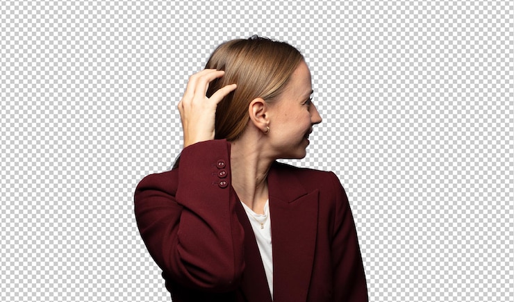 無料PSD 考えたり疑ったり 頭をかきつけたり 困惑したり 混乱したり 背中や後ろの景色
