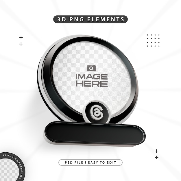 Free PSD thread follow us banner element icon isolated 3d render