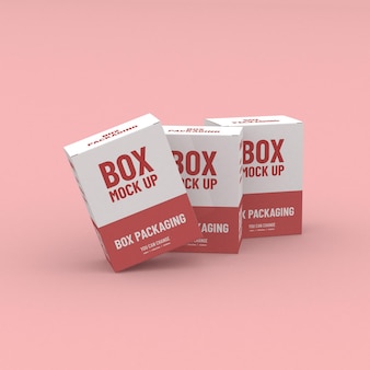 Три коробки, шаблон упаковки для продвижения продукта. редактируемый 3d макет. чистый фон