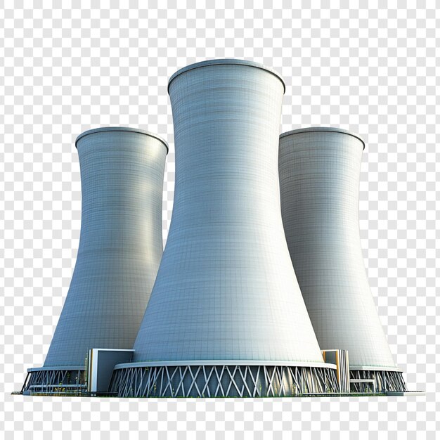 three cooling towers at a power plant